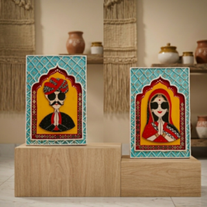 RAJASTHANI MAN & WOMAN LIPPAN ART WALL DECOR